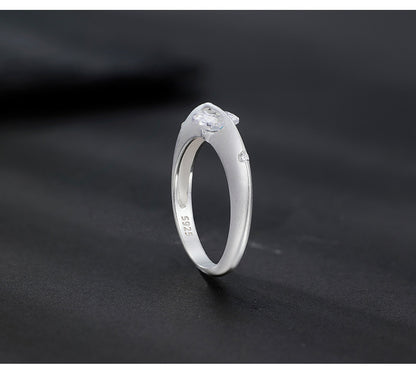 S925 Sterling Silver Frosted Cosmic Star Rotatable Ring