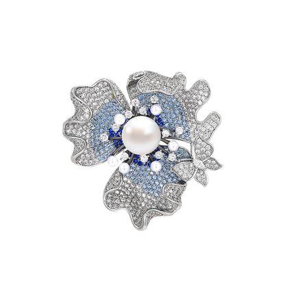 Dapaza Pearl Flower Full Diamond Zircon Brooch