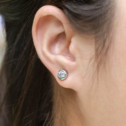 Classic Bezel-Set Lab-Grown Diamond Stud Earrings - S925 Sterling Silver