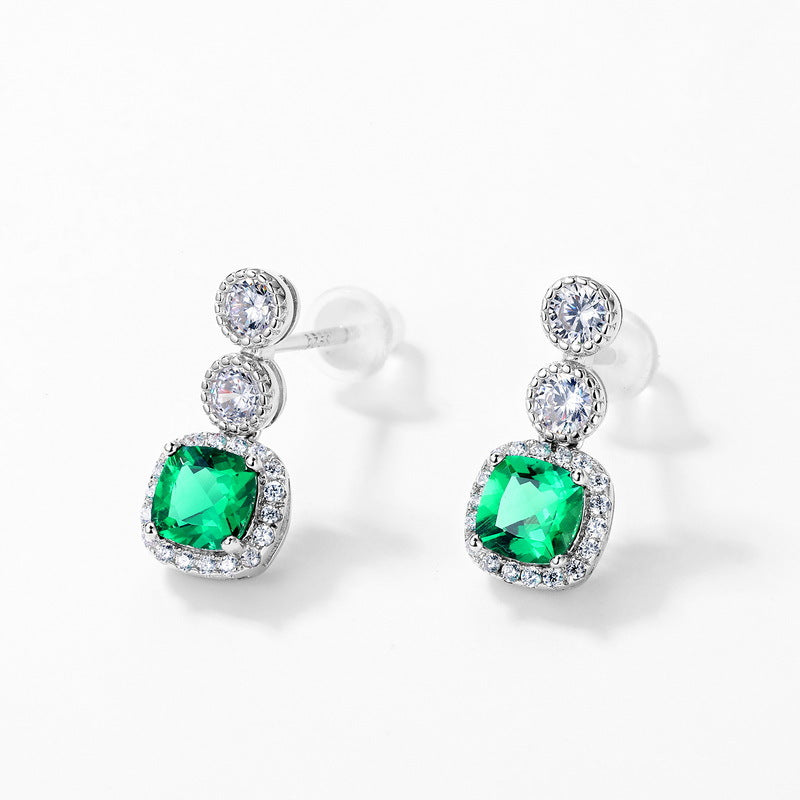 Sustainable 0.98CT Lab-Grown Emerald Geometric Earrings | Handcrafted 925 Silver Luxury by Dapaza