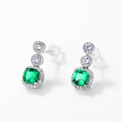 Sustainable 0.98CT Lab-Grown Emerald Geometric Earrings | Handcrafted 925 Silver Luxury by Dapaza