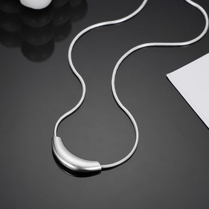 Dapaza S925 Sterling Silver Matte Scrub Snake Bone Necklace