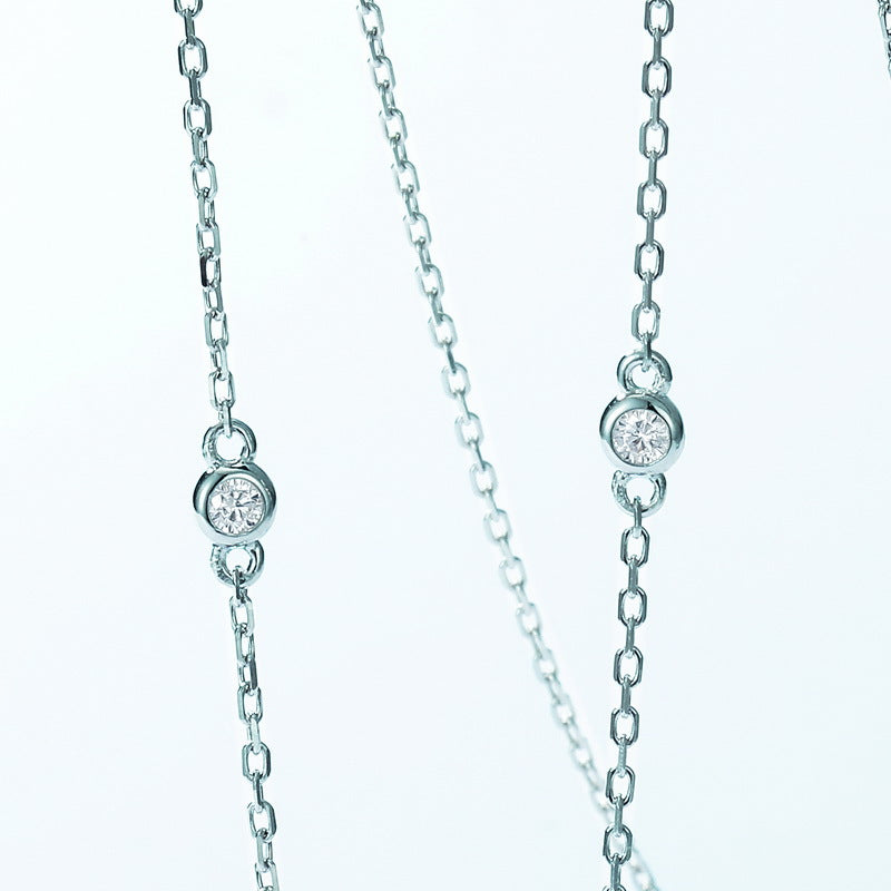 Geometric Lab-Grown Emerald Dancing Stone Necklace - S925 Sterling Silver