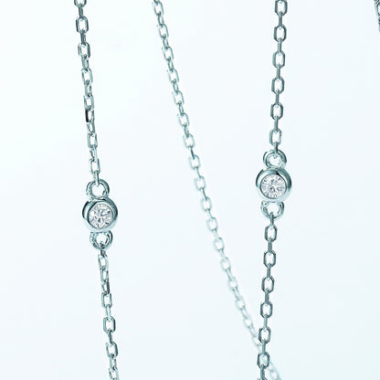 Geometric Lab-Grown Emerald Dancing Stone Necklace - S925 Sterling Silver