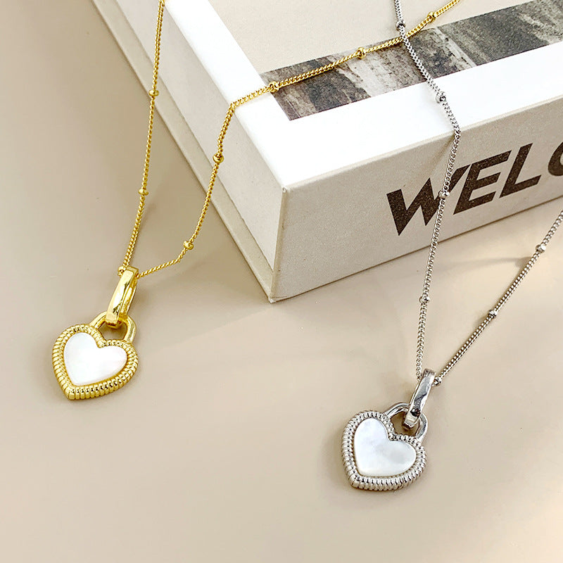 Maillard Accessories S925 Sterling Silver Necklace Women's Double-sided Mother-of-pearl Light Luxury Collarbone Chain Cross-border Cold Style Style