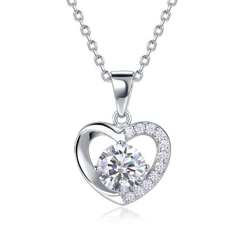 Hollow Heart Lab-Grown Diamond Pendant Necklace - S925 Sterling Silver
