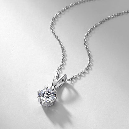 1 Carat Round Lab-Grown Diamond Heart 6-Prong Necklace - S925 Silver