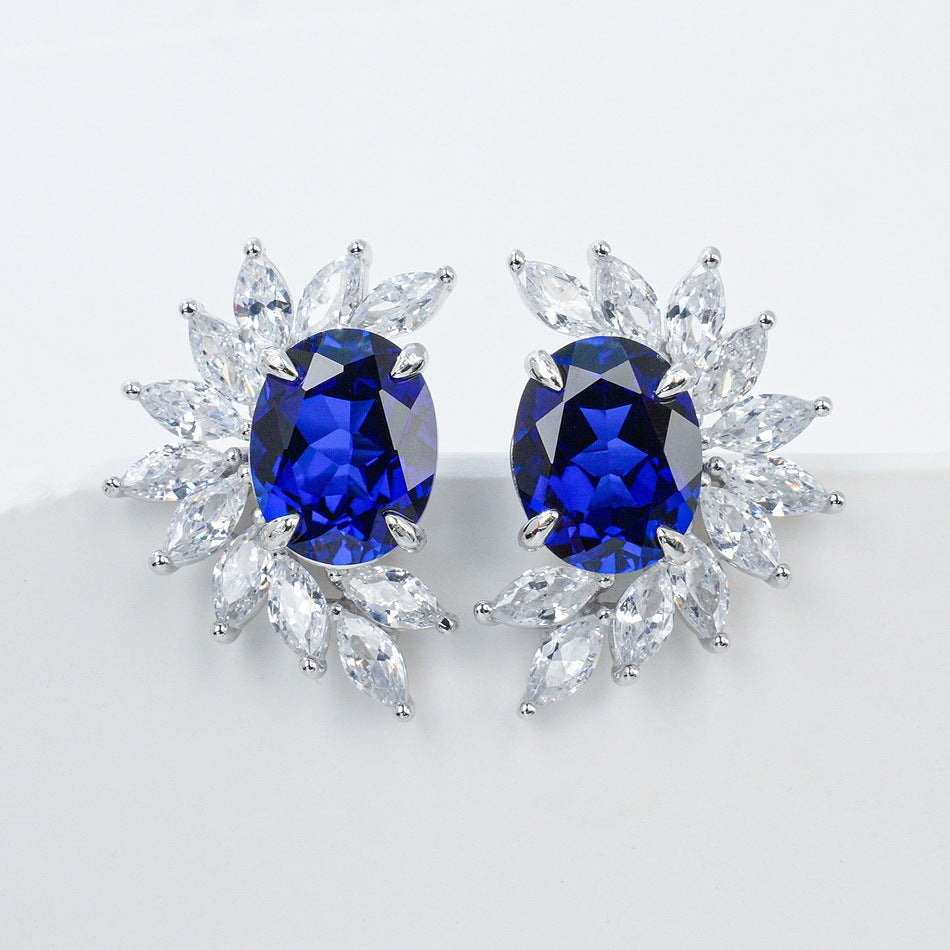 Blossom Cluster: Halo-Set Lab-Grown Emerald Flower Stud Earrings | 925 Silver | Dapaza