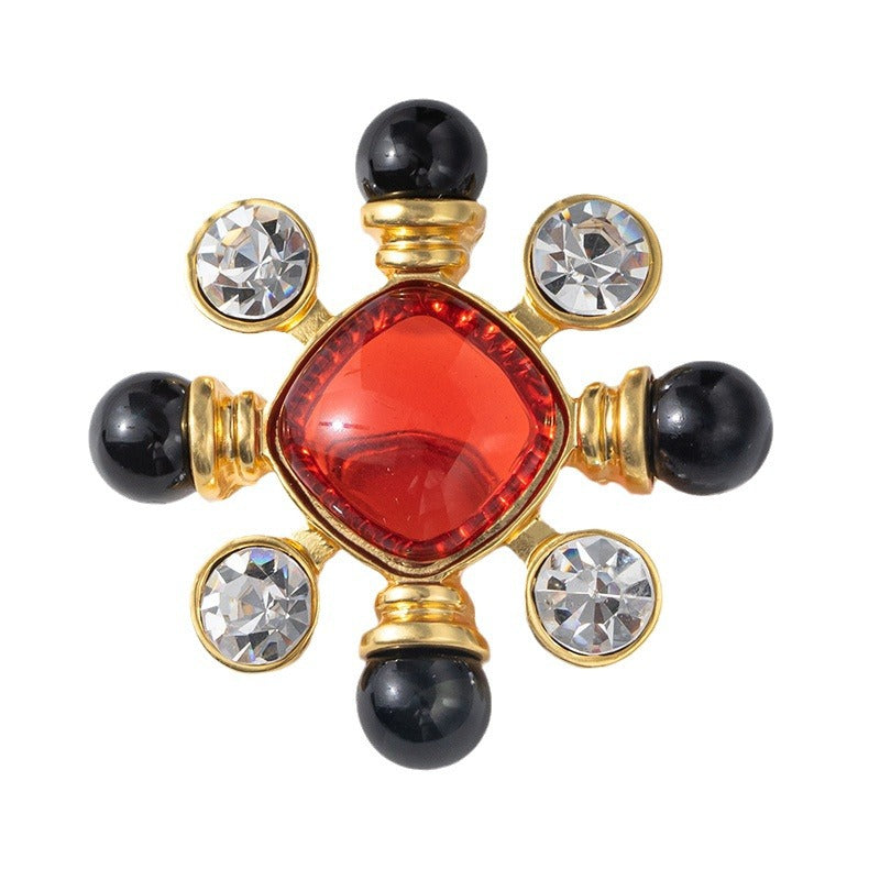 Antique Gold Pearl Cross Brooch