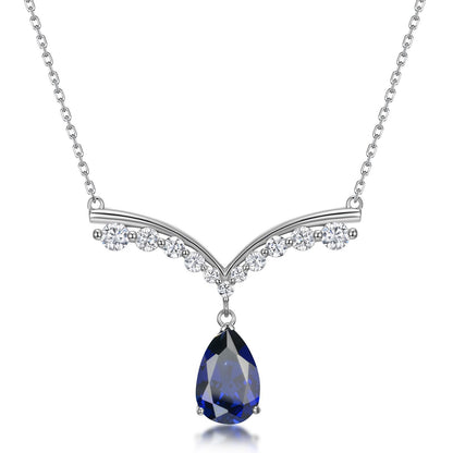 Liquid Drop: Gold-Plated Teardrop Lab-Grown Emerald Pendant Necklace | 925 Silver | Dapaza