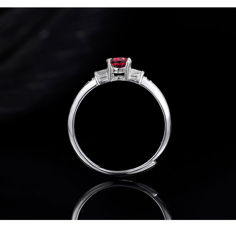 S925 Sterling Silver Ring Women's Zirconium Niche Design Adjustable Ring with Opening