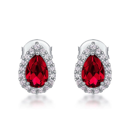Pear-Cut Lab-Grown Emerald Stud Earrings - S925 Sterling Silver
