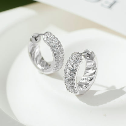 S925 Sterling Silver Earrings Women's Niche Design High-end Zircon Ring