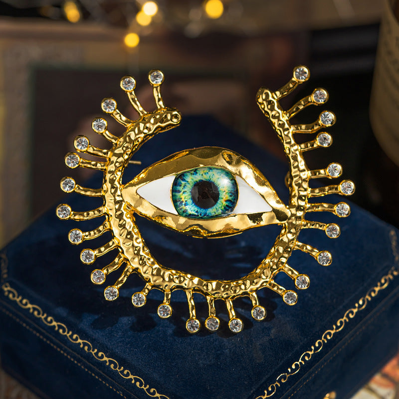 Vintage Gold Statement Eye Brooch