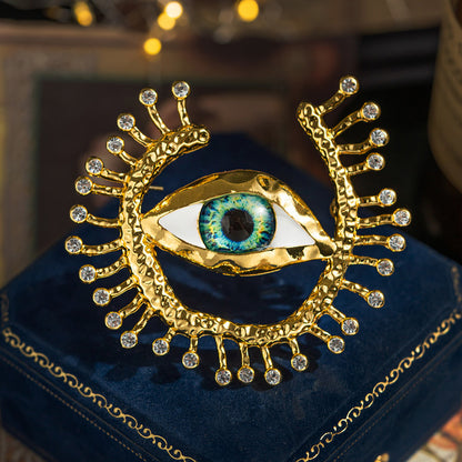 Vintage Gold Statement Eye Brooch