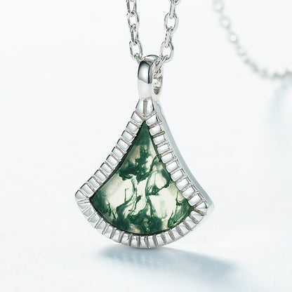 Ginkgo Moss Agate Pendant Necklace | 925 Sterling Silver