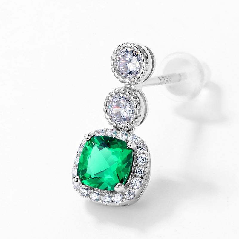 Sustainable 0.98CT Lab-Grown Emerald Geometric Earrings | Handcrafted 925 Silver Luxury by Dapaza