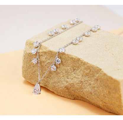 S925 Sterling Silver Necklace Zircon Elegant Temperament Versatile Premium Sense Clavicle Chain