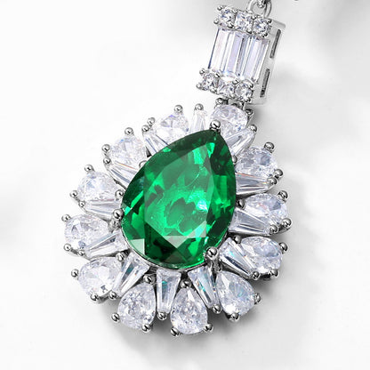 Regal Aura: Vintage Lab-Grown Emerald Statement Drop Earrings | 925 Silver | Dapaza