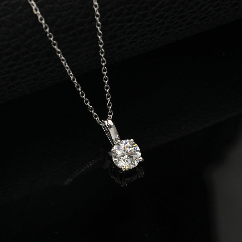 Classic 4-Prong Lab-Grown Diamond Solitaire Necklace - S925 Sterling Silver