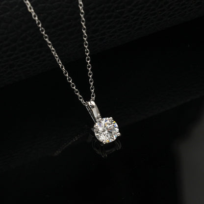 Classic 4-Prong Lab-Grown Diamond Solitaire Necklace - S925 Sterling Silver