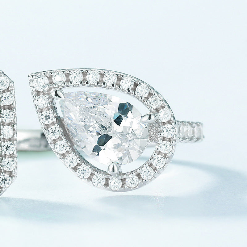 Modern Geometric: Full-Pavé Lab-Grown Emerald Statement Ring | 925 Silver