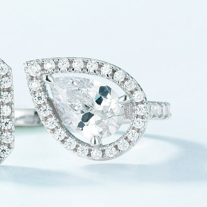Modern Geometric: Full-Pavé Lab-Grown Emerald Statement Ring | 925 Silver