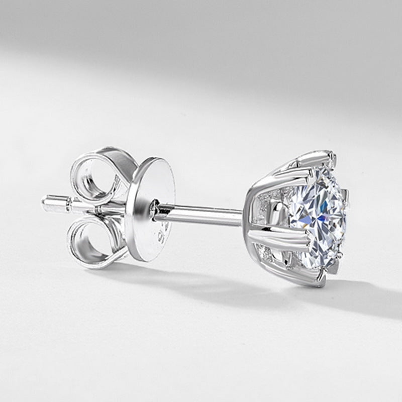 1ctw Round Lab-Grown Diamond Heart 6-Prong Stud Earrings - S925 Silver