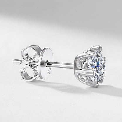 1ctw Round Lab-Grown Diamond Heart 6-Prong Stud Earrings - S925 Silver