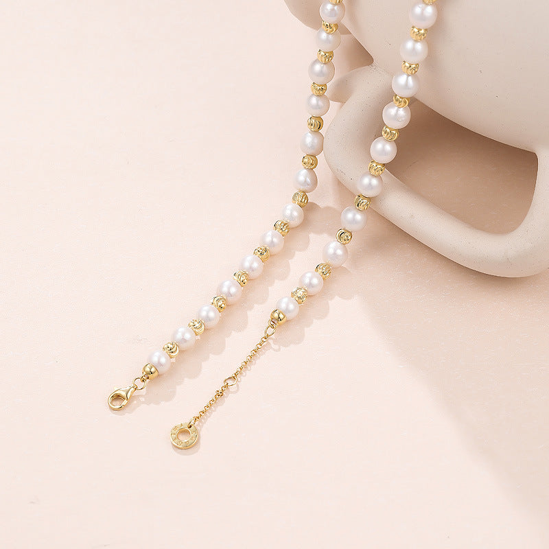 New S925 Sterling Silver Baroque Pearl Necklace