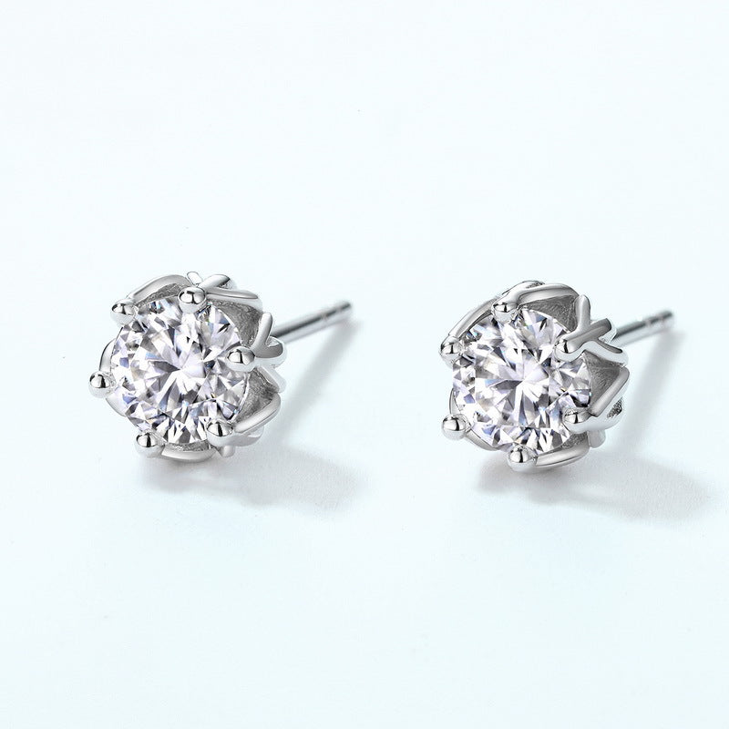 Classic Snowflake Moissanite Stud Earrings - S925 Sterling Silver