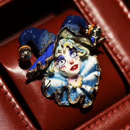 Hand-Painted Harley Quinn Enamel Brooch