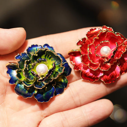Freshwater Pearl Peony Brooch