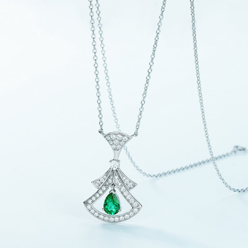 Dapaza Gown-Inspired Lab-Grown Emerald Collarbone Necklace | 925 Sterling Silver
