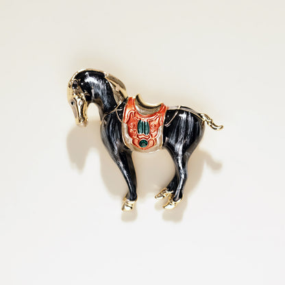 Painted Oil Blue Horse Brooch, Diamond Set, BMW Corsage, Men's Personalized Clothing Accessories Pin Gift