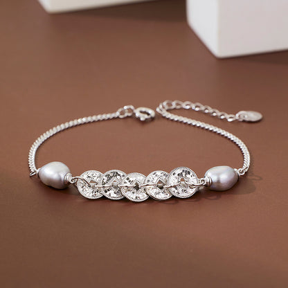 S925 Sterling Silver Five Emperors Money Necklace Niche Broken Irregular Baroque Bracelet Women