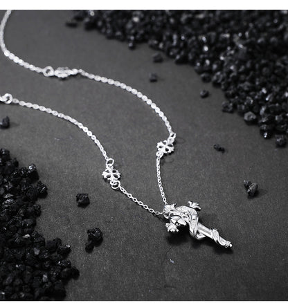 S925 Sterling Silver Necklace Stacked Personalized Iris Snake Scepter Cross Clavicle Chain
