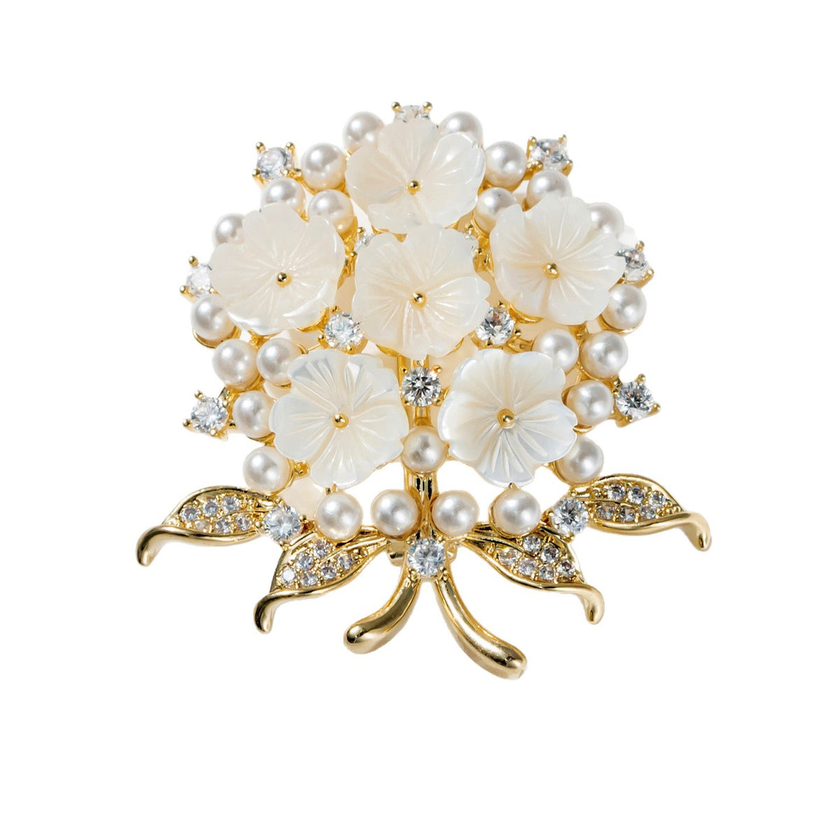 Zircon Natural Shell Pearl Fashion Women's Coat Brooch Accessories