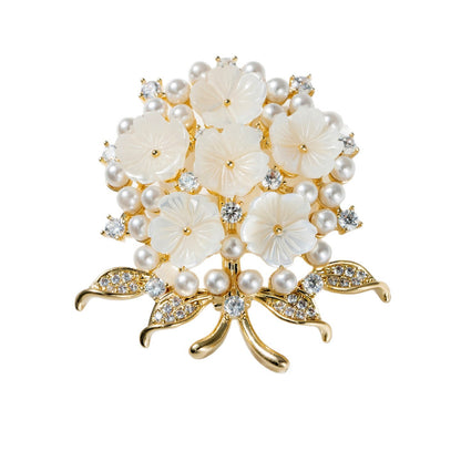 Zircon Natural Shell Pearl Fashion Women's Coat Brooch Accessories