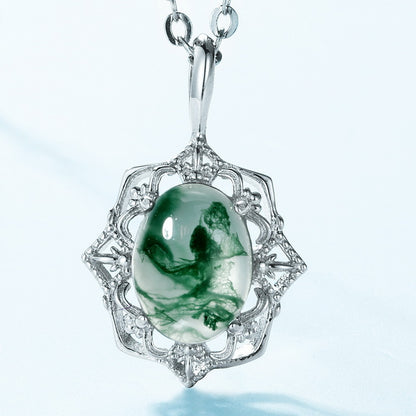 高级感绿苔藓吊坠锁骨链时尚小清新S925纯银项链 | Dapaza Jewelry