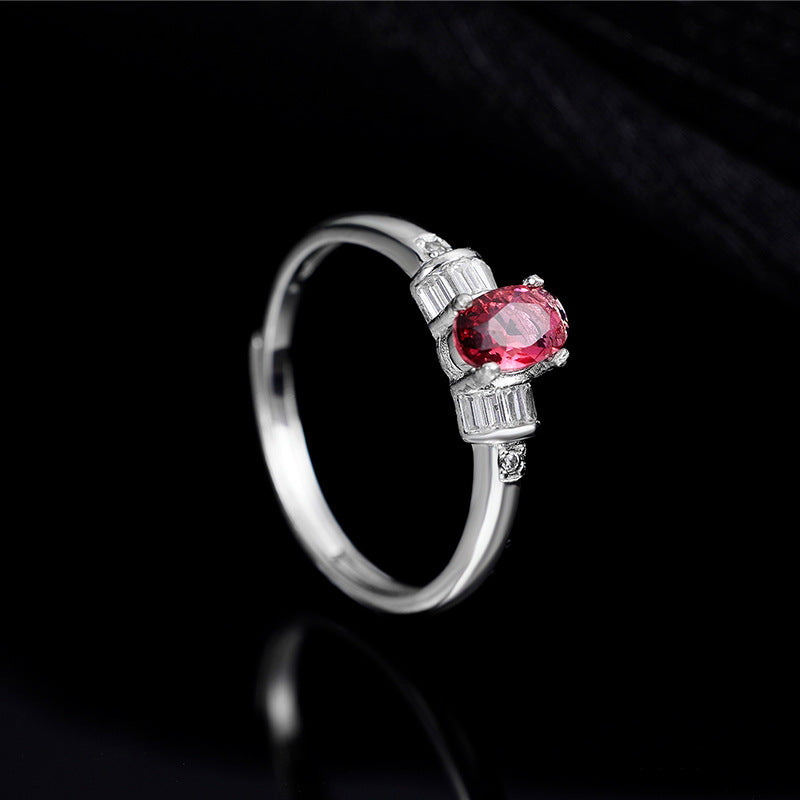 S925 Sterling Silver Ring Women's Zirconium Niche Design Adjustable Ring with Opening