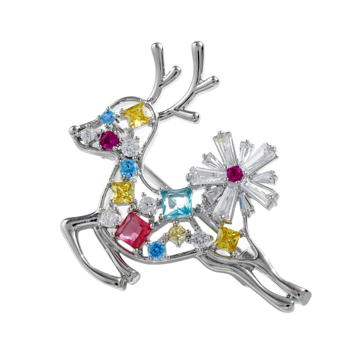 Winter Christmas Colorful Elk Brooch