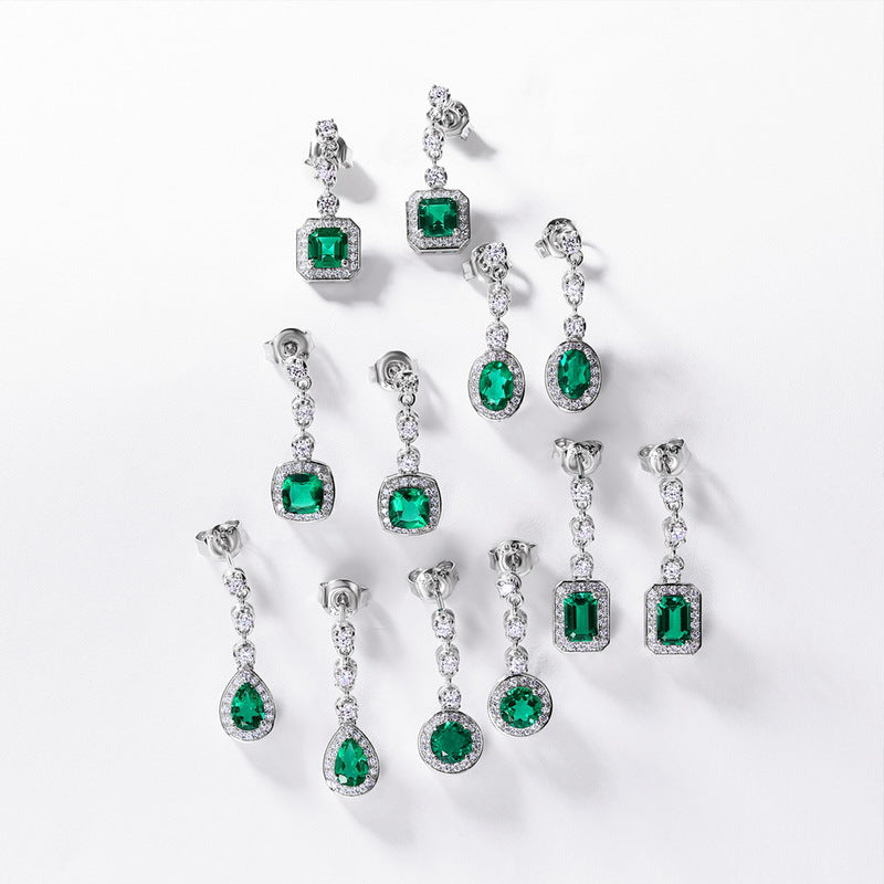 Statement Drop: Gold-Plated Lab-Grown Emerald Dangle Earrings | 925 Silver | Dapaza