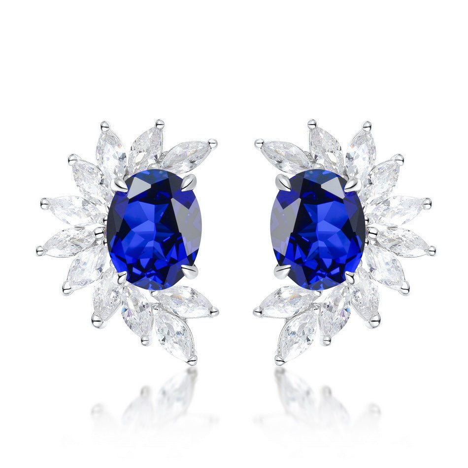Blossom Cluster: Halo-Set Lab-Grown Emerald Flower Stud Earrings | 925 Silver | Dapaza