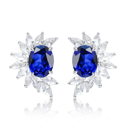 Blossom Cluster: Halo-Set Lab-Grown Emerald Flower Stud Earrings | 925 Silver | Dapaza