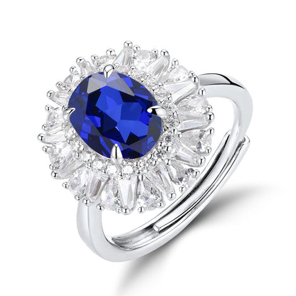 Royal Suite: 3-Carat Lab-Grown Sapphire & Emerald Oval Cocktail Ring Set | 925 Silver | Dapaza
