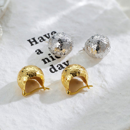 Crushed Ice Earrings Dragon Scale Ice Cream Earrings 925 Sterling Silver Sparkling Pine Cone Round Earrings Earrings