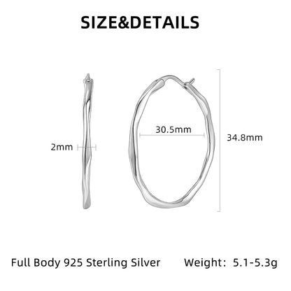Circle Earrings for Women, High-end S925 Sterling Silver, Irregular Personalized Exquisite European and American Large Earrings for Women