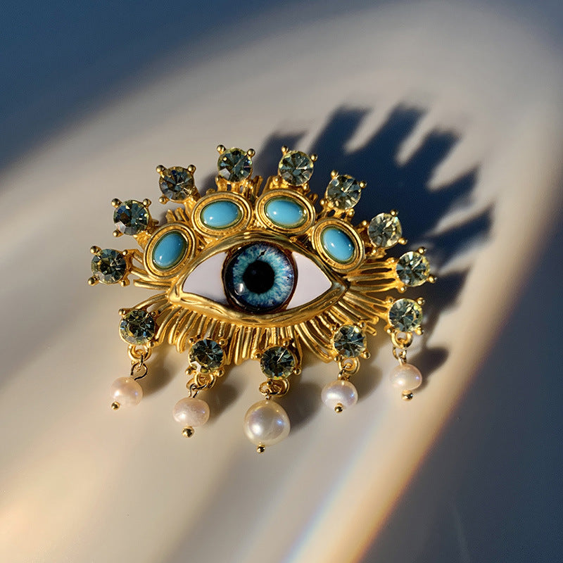 Baroque Pearl Devil's Eye Brooch