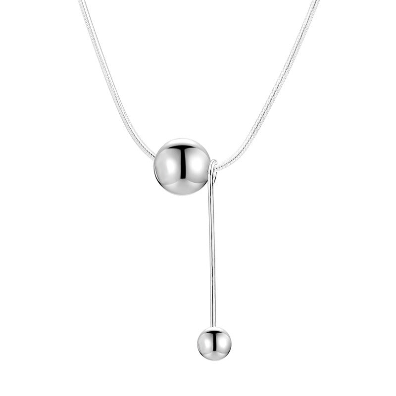 925 Sterling Silver Double Round Bead Fringed Snake Bone Chain Female Simple Niche Design